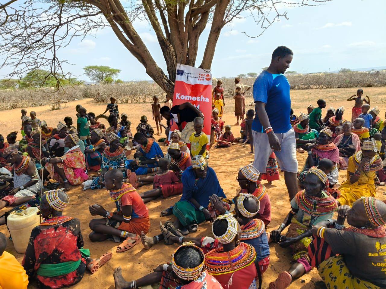 Community gathering at a Komesha FGM Sasa campaign event in Laisamis